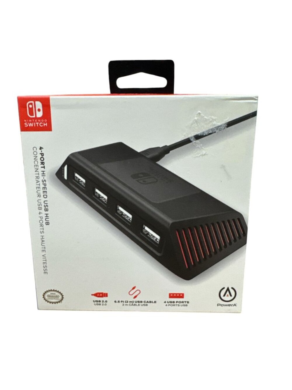 Nintendo Switch 4-Port Hi-Speed USB 2.0 Hub By PowerA With 6.5 Ft Detachable Cab